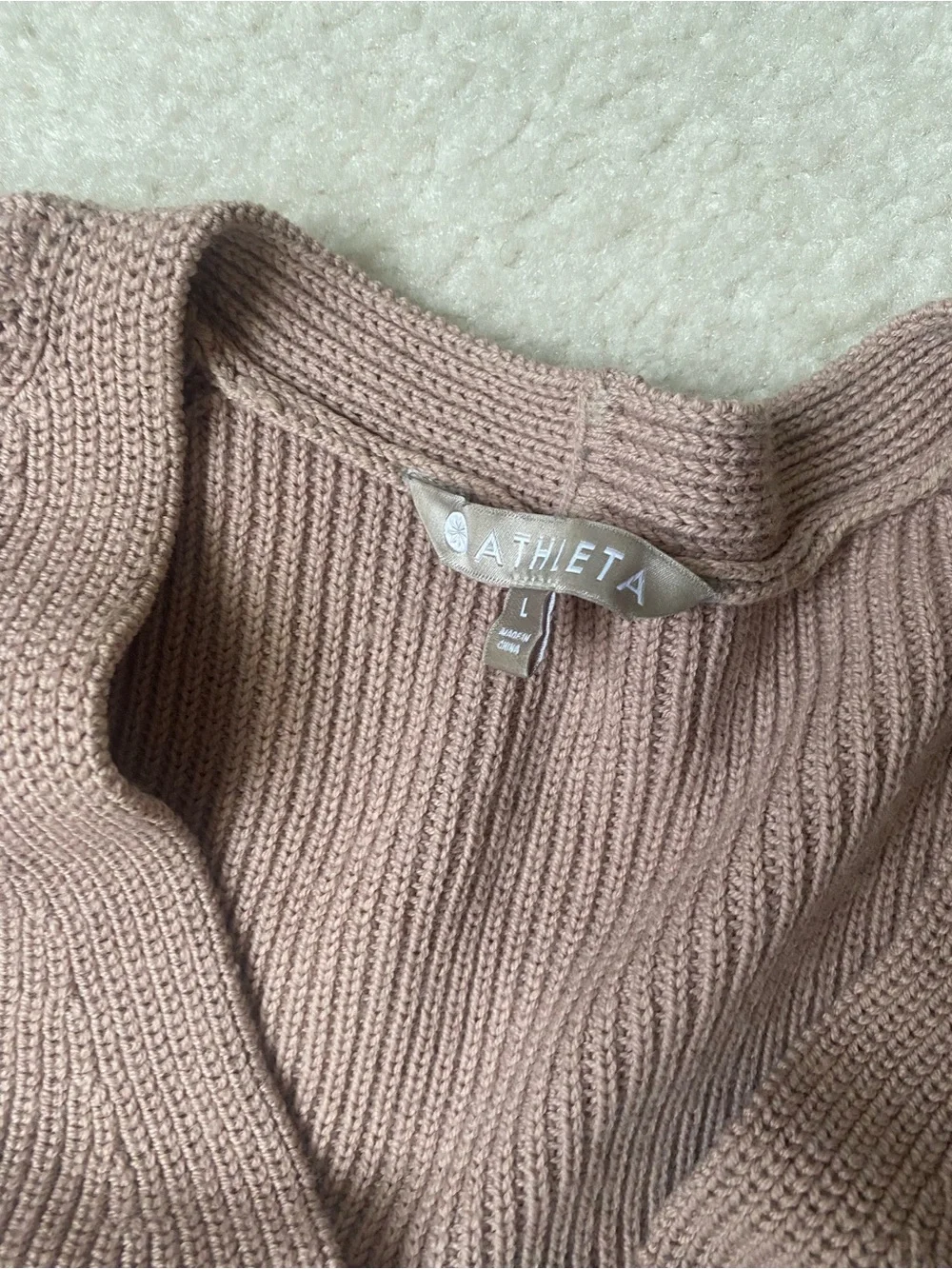 Athleta Women’s V-Neck Ribbed Sweater - Dusty Mauve - Picture 3 of 3